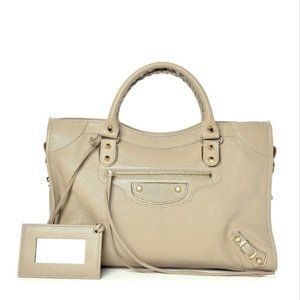 BALENCIAGA CITY BAG METALLIC EDGE in Beige Sahara Gold BRAND NEW